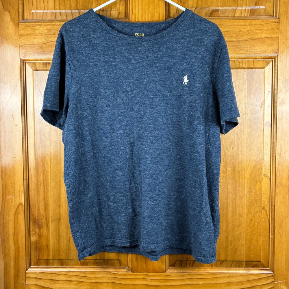 Polo Ralph Lauren Mens L Custom Slim Fit T-Shirt Navy Blue Heathered Old Money